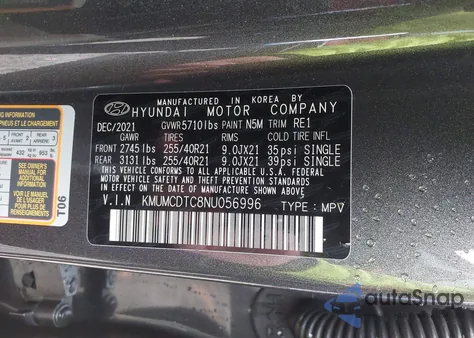 2022 Genesis Gv70 3.5T Awd Sport from USA, damaged, VIN KMUMCDTC8NU056996